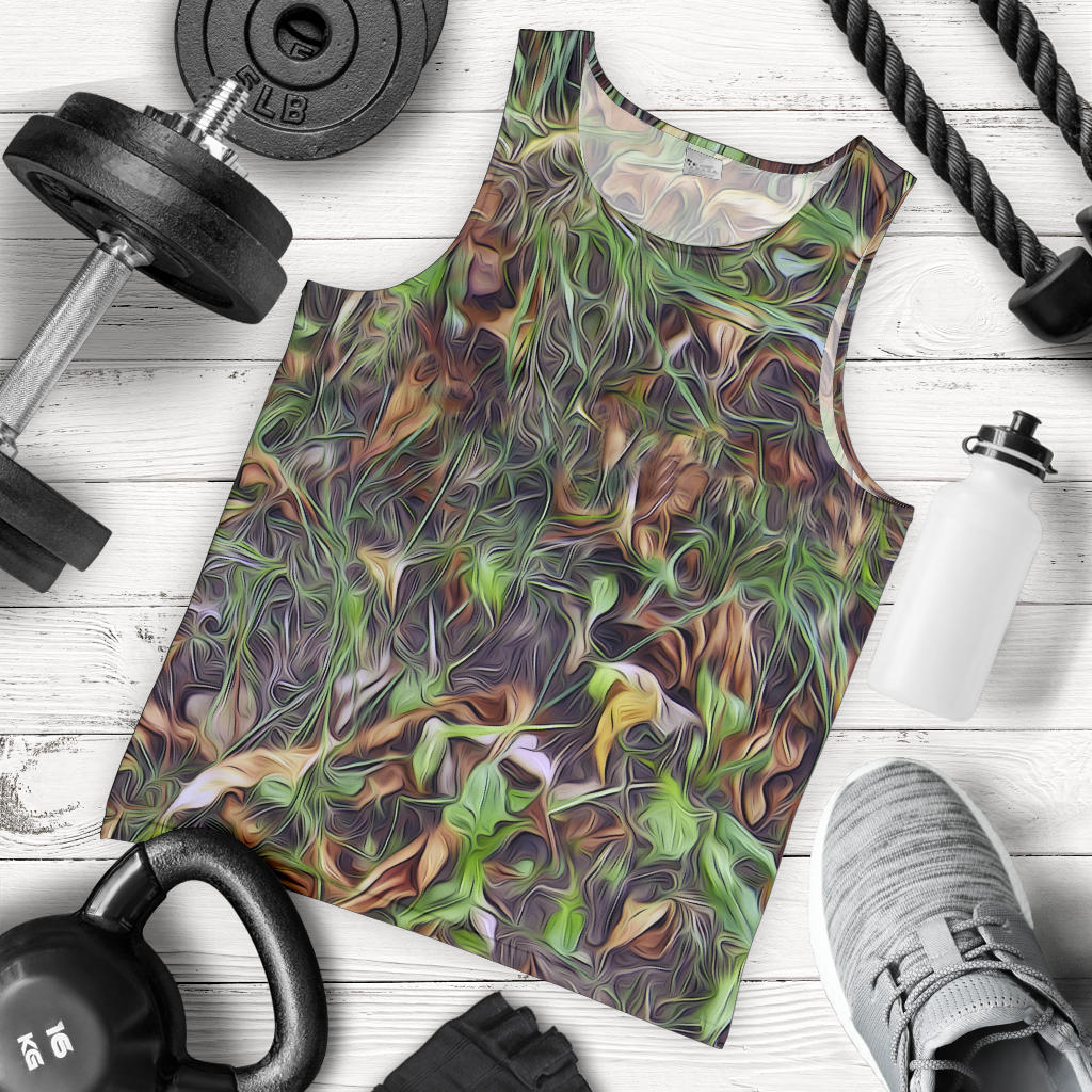 Camouflage Realistic Tree Print Men Tank Top