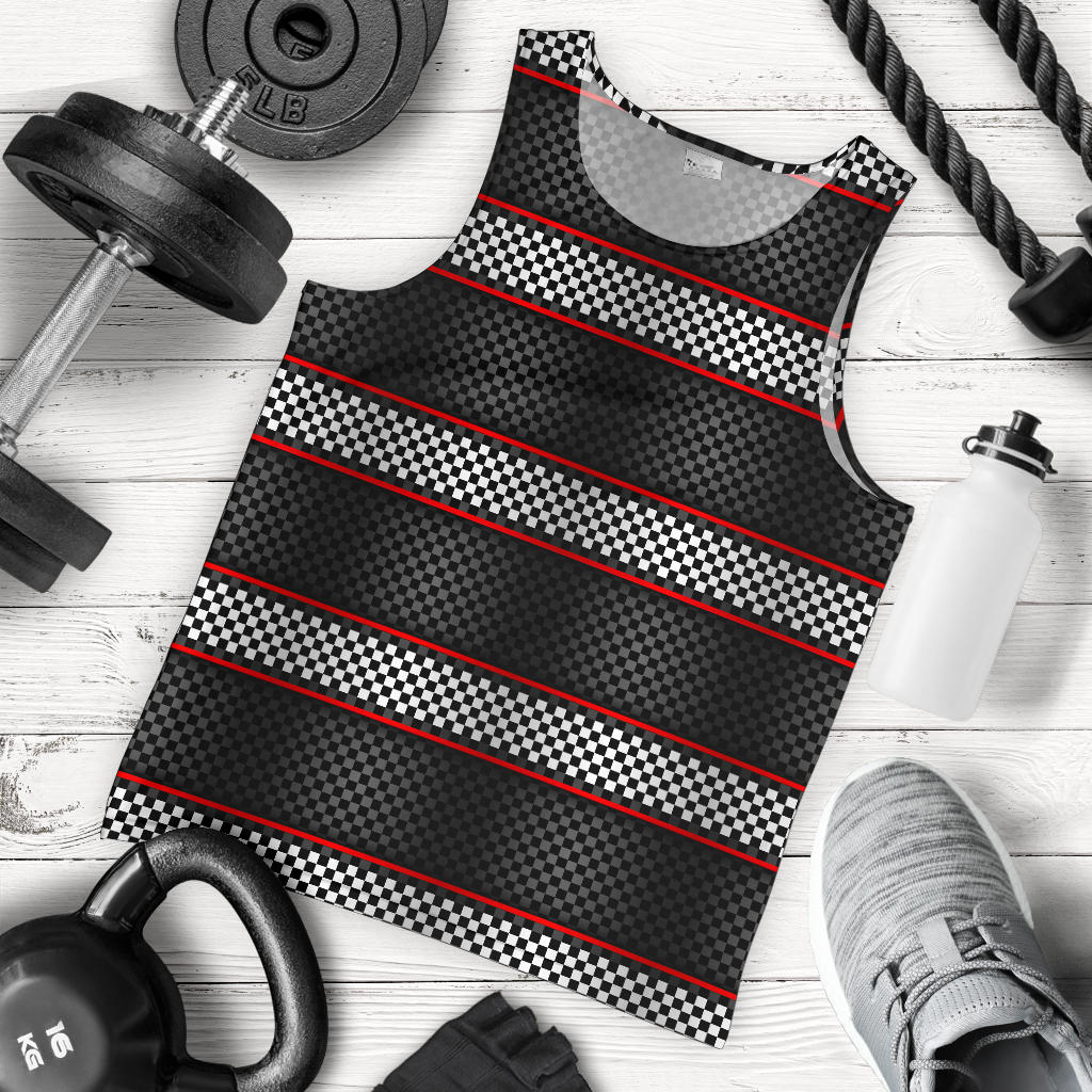 Checkered Flag Red Line Style Men Tank Top