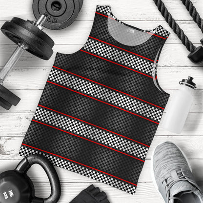 Checkered Flag Red Line Style Men Tank Top