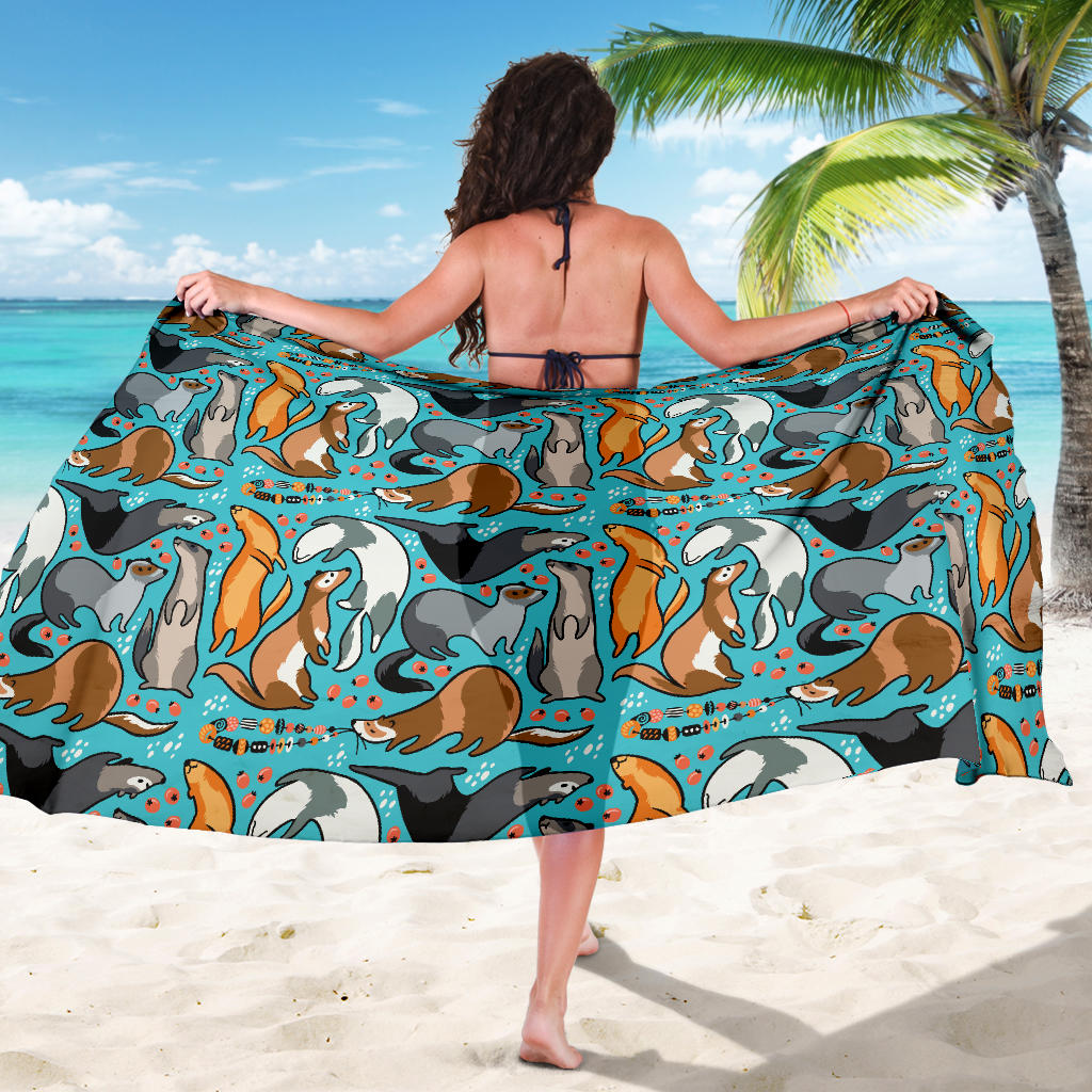 Ferret Pattern Print Design 03 Sarong Pareo Wrap