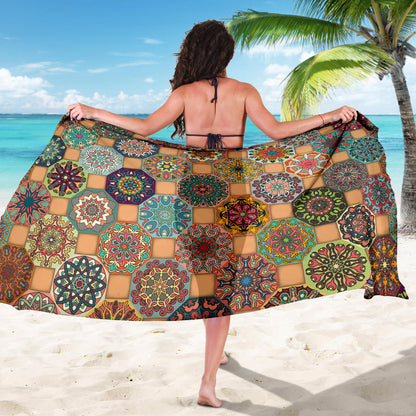 Boho Pattern Print Design 07 Sarong Pareo Wrap