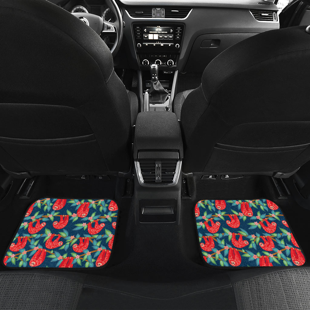 Sloth Red Design Themed Print Car Floor Mats Front Back