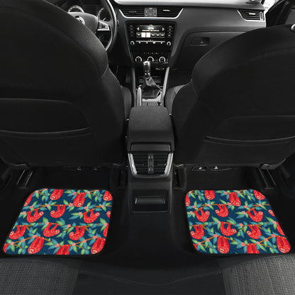 Sloth Red Design Themed Print Car Floor Mats Front Back