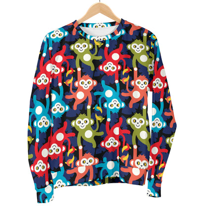 Monkey Colorful Design Themed Print Women Long Sleeve Sweatshirt