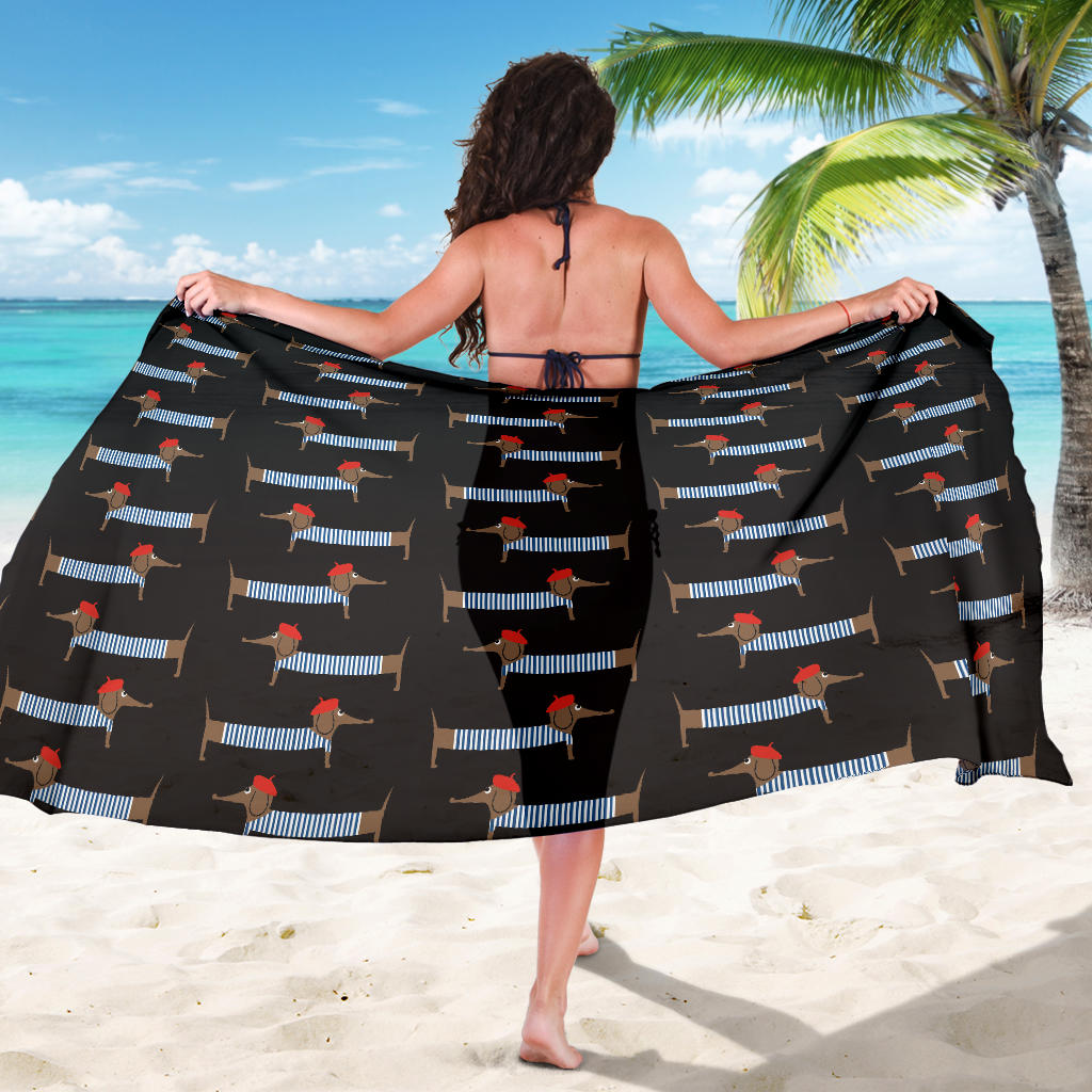 Dachshund Pattern Print Design 04 Sarong Pareo Wrap