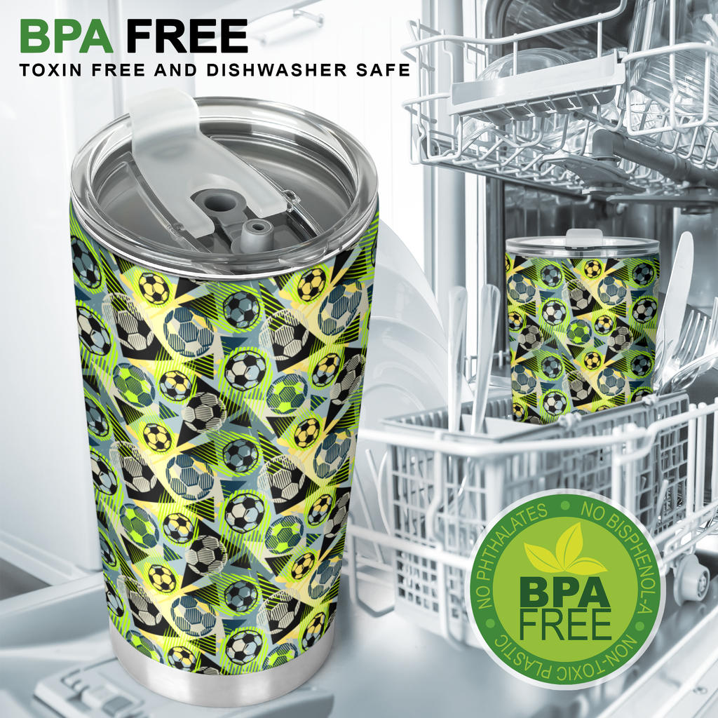 Soccer Ball Themed Print Pattern Tumbler