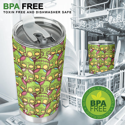 Zombie Head Design Pattern Print Tumbler