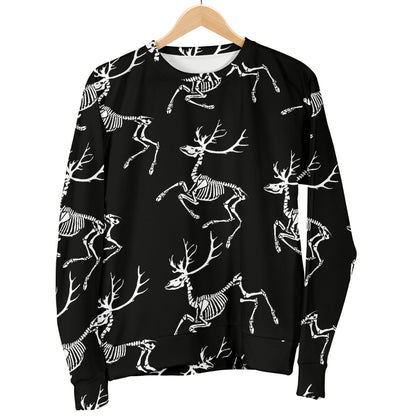 Deer Skeleton Print Pattern Women Long Sleeve Sweatshirt