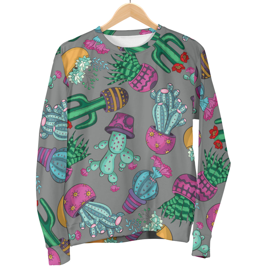 Cactus Colorful Print Pattern Women Long Sleeve Sweatshirt
