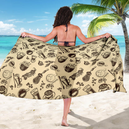 Coffee Pattern Print Design 05 Sarong Pareo Wrap