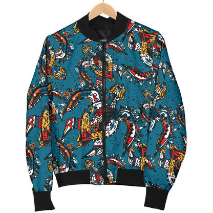 Sea Turtle Tribal Colorful Hand Drawn Men Bomber Jacket