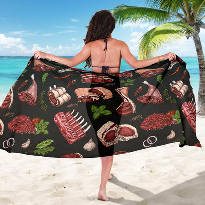 Meat Pattern Print Design 02 Sarong Pareo Wrap