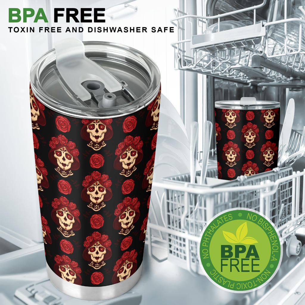 Day of the Dead Skull Girl Pattern Tumbler