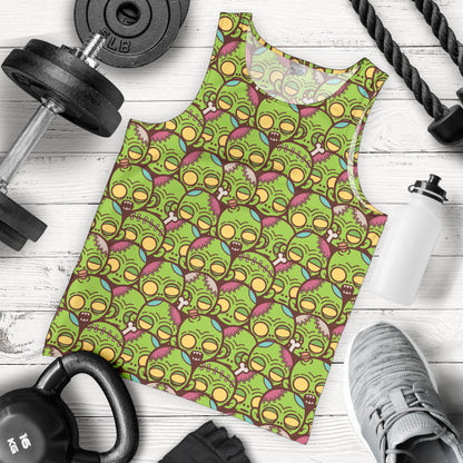 Zombie Head Design Pattern Print Men Tank Top