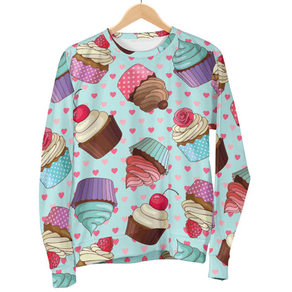 Cupcakes Fancy Heart Print Pattern Women Long Sleeve Sweatshirt