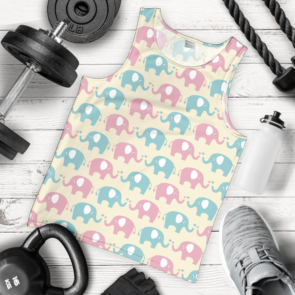Elephant Baby Pastel Print Pattern Men Tank Top