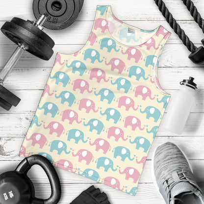 Elephant Baby Pastel Print Pattern Men Tank Top
