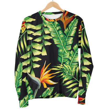 Hawaiian Flower Tropical Palm Leaves Women Long Sleeve Sweatshirt