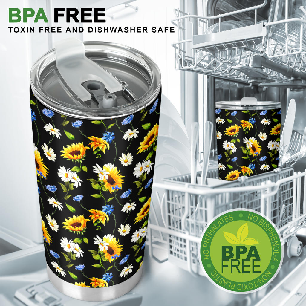 Sunflower Chamomile Bright Color Print  Tumbler