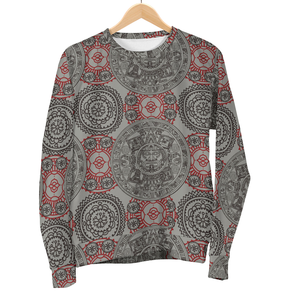 Calendar Aztec Style Print Pattern Men Long Sleeve Sweatshirt