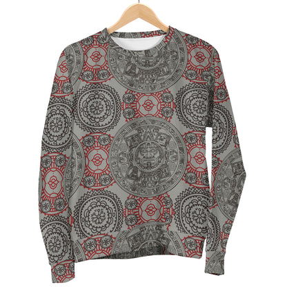 Calendar Aztec Style Print Pattern Men Long Sleeve Sweatshirt