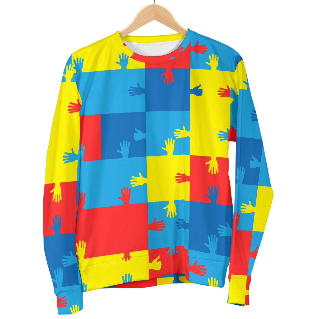 Autism Awareness Design Themed Print Men Long Sleeve Sweatshirt