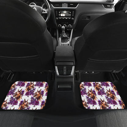 Chihuahua Purple Floral Car Floor Mats Front Back