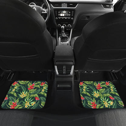 Tropical Folower Red Heliconia Print Car Floor Mats Front Back