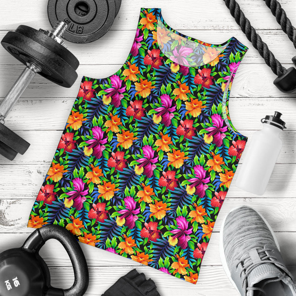 Tropical Folower Colorful Print Men Tank Top
