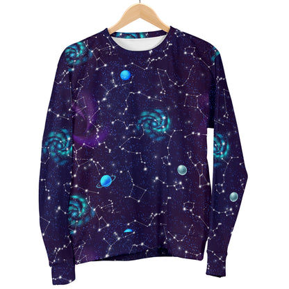 Zodiac Galaxy Design Print Women Long Sleeve Sweatshirt