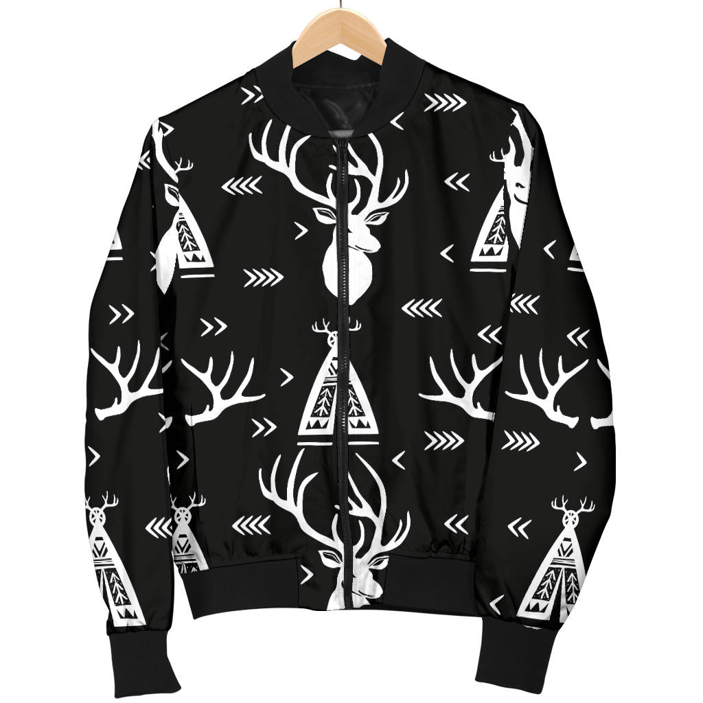 Deer Native Indian Print Pattern Men Bomber Jacket