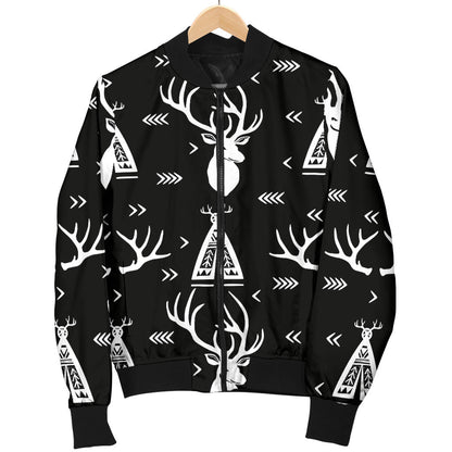 Deer Native Indian Print Pattern Men Bomber Jacket