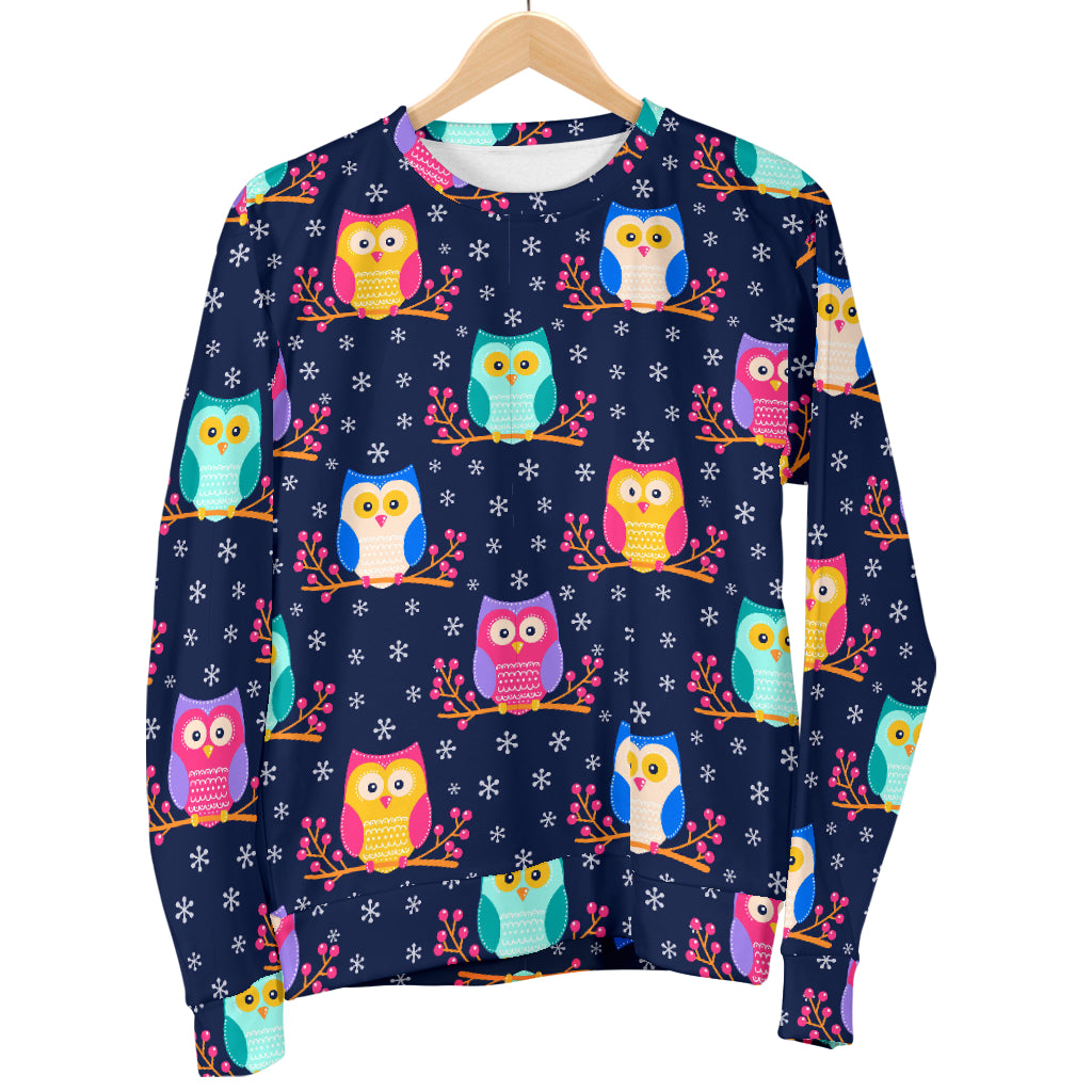 Owl Cute Themed Design Print Men Long Sleeve Sweatshirt