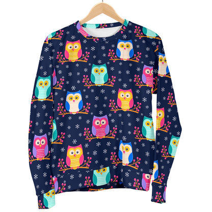 Owl Cute Themed Design Print Men Long Sleeve Sweatshirt