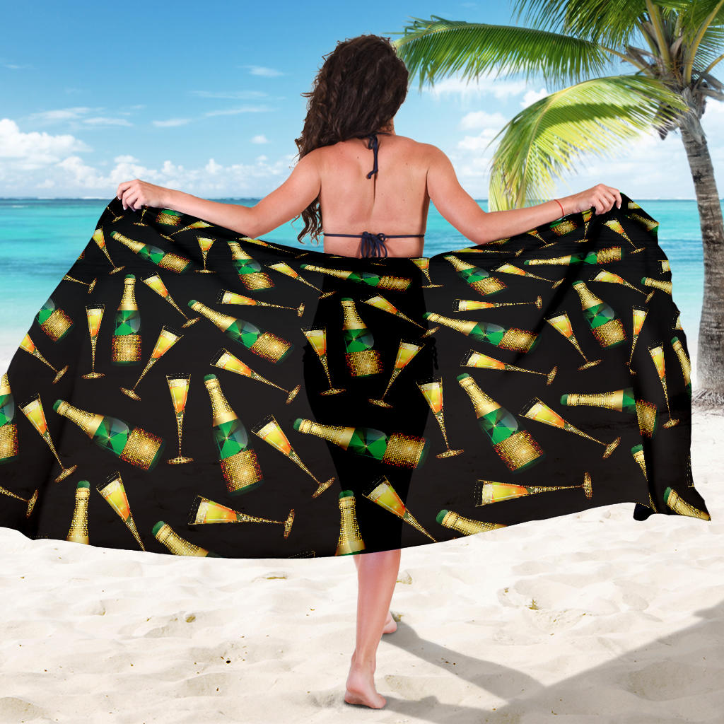 Champagne Pattern Print Design 02 Sarong Pareo Wrap