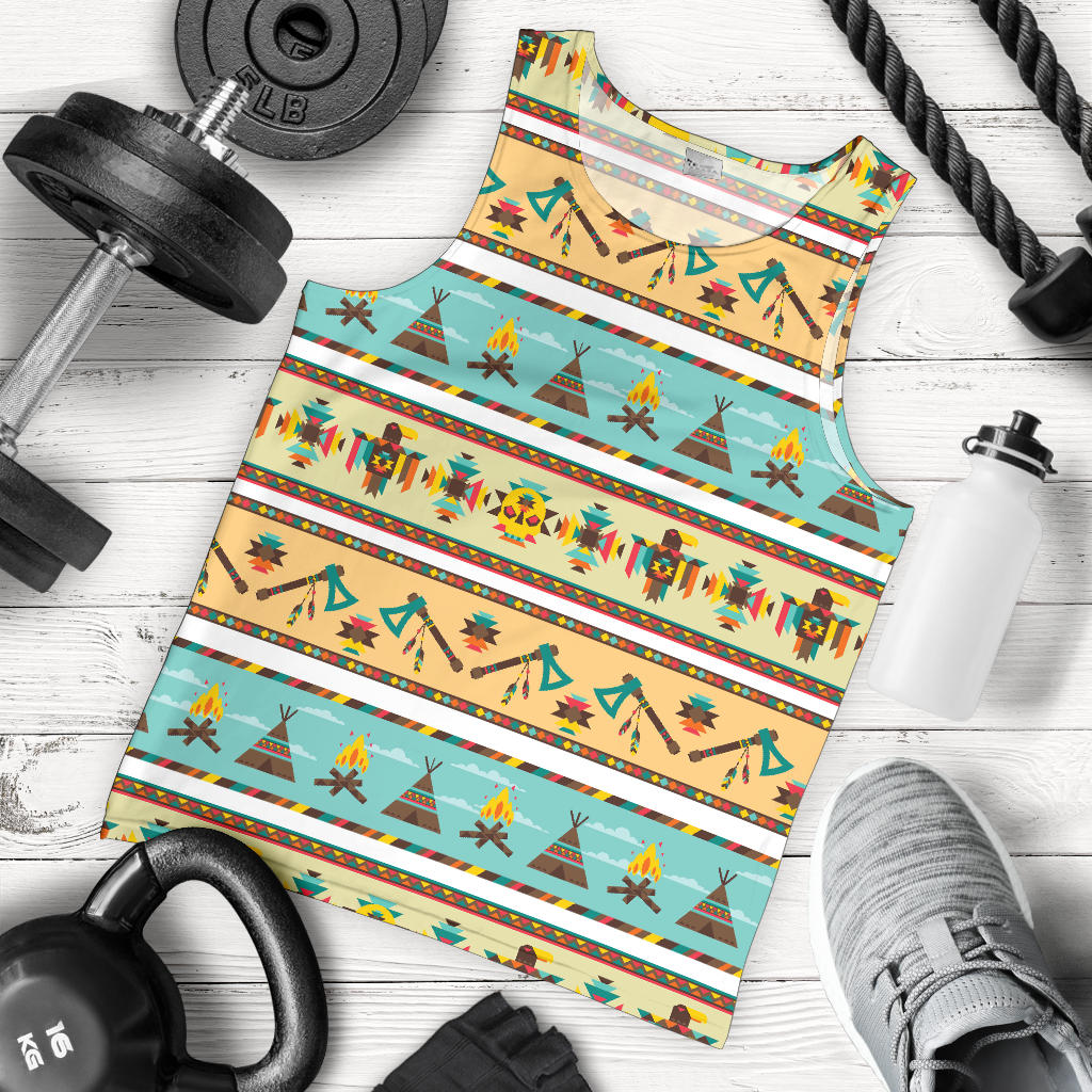 American indian Life Pattern Men Tank Top