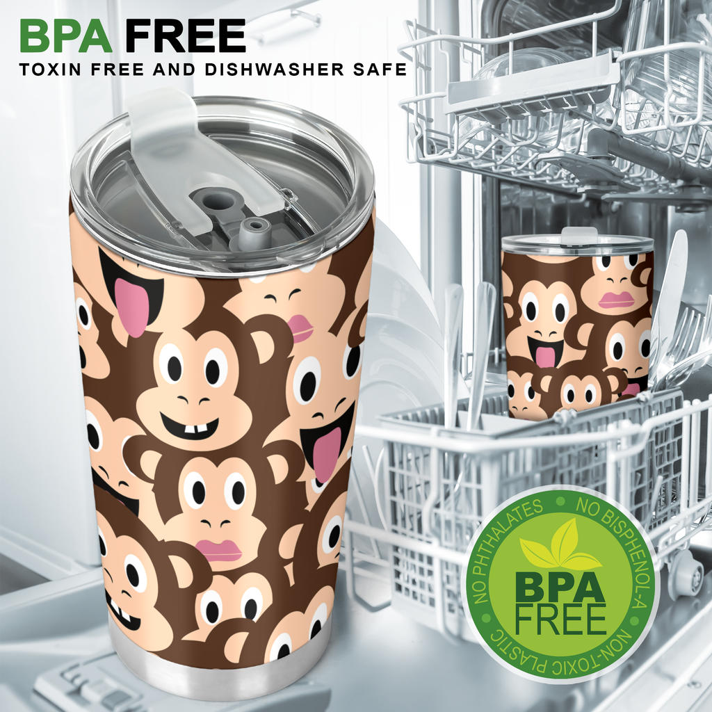 Emoji Monkey Print Pattern Tumbler