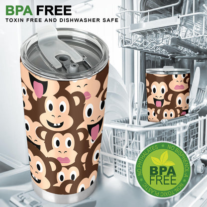 Emoji Monkey Print Pattern Tumbler
