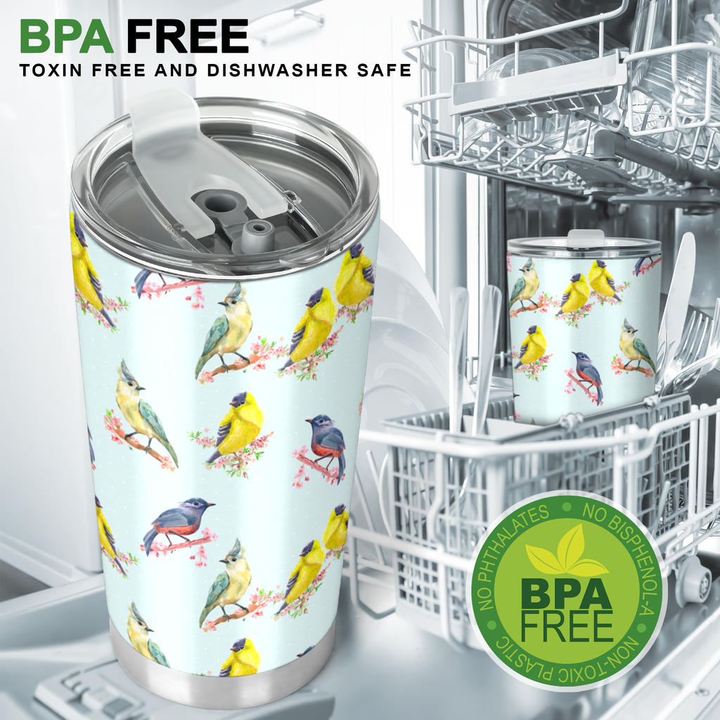 Bird Sweet Themed Print Pattern Tumbler
