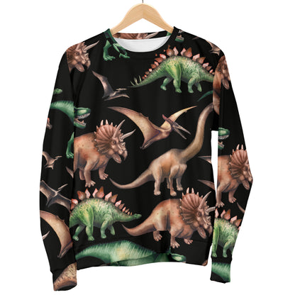 Dinosaur Print Pattern Men Long Sleeve Sweatshirt