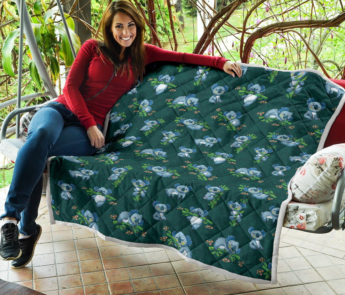 Koala Blue Design Print Quilt Bedspread