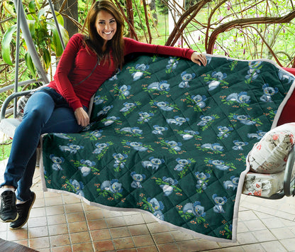 Koala Blue Design Print Quilt Bedspread