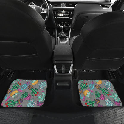 Cactus Colorful Print Pattern Car Floor Mats Front Back