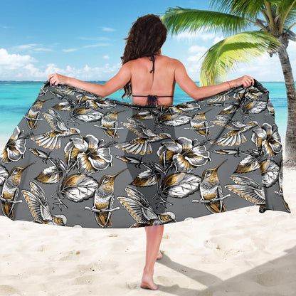 Hummingbird Pattern Print Design 02 Sarong Pareo Wrap