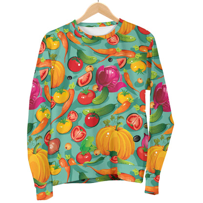 Vegan Colorful Themed Design Print Women Long Sleeve Sweatshirt