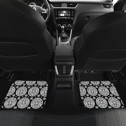 Calendar Aztec White Black Print Pattern Car Floor Mats Front Back