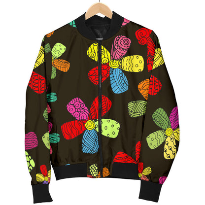 Flower Power Colorful Print Pattern Men Bomber Jacket