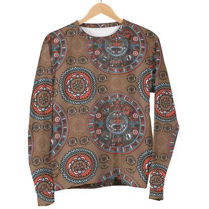 Calendar Aztec Design Print Pattern Men Long Sleeve Sweatshirt