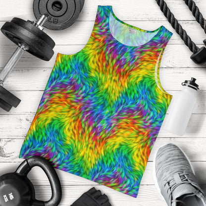 Rainbow Fur Design Print Men Tank Top