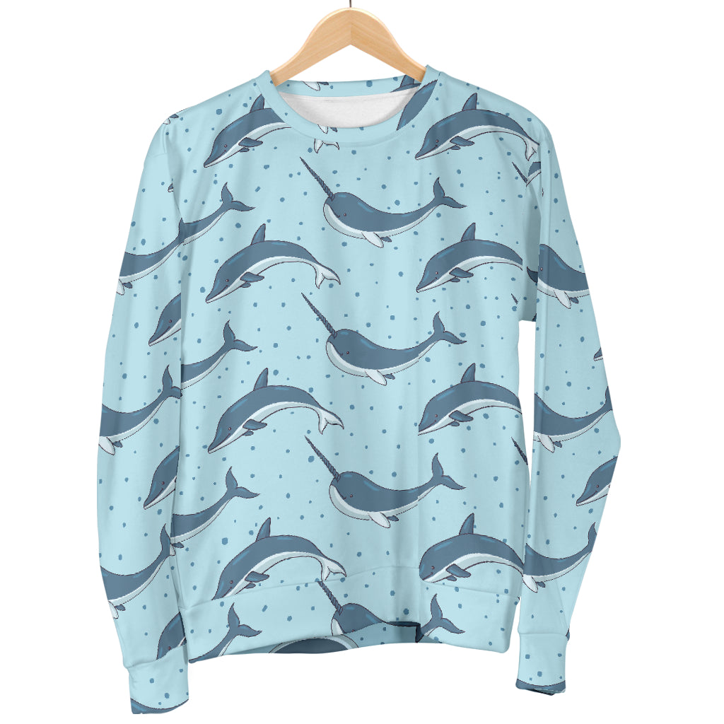 Narwhal Dolphin Print Men Long Sleeve Sweatshirt